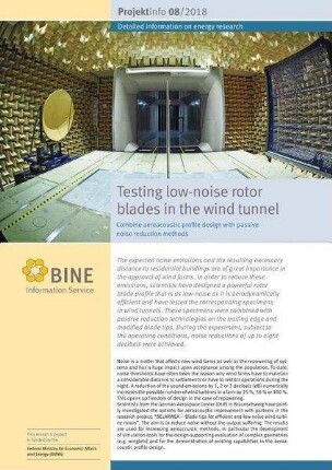 Testing low-noise rotor blades in the wind tunnel. Combine
            aeroacoustic profile design with passive noise reduction methods.