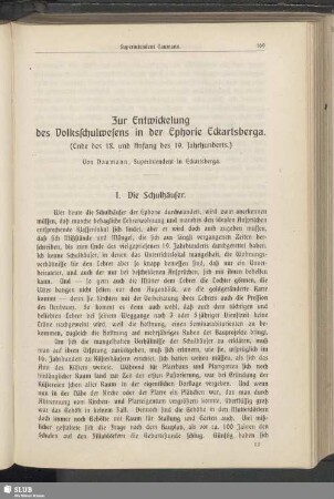Zur Entwicklung des Volkschulwesens in der Ephorie Eckartsberga. (Ende des 18. und Anfang des 19. Jahrhunderts.)