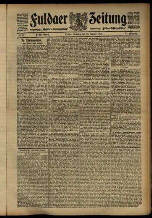 Erste Ausgabe vom Samstag, den 20. Januar 1912.
