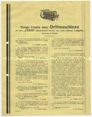 Einige Urteile über Drillmaschinen