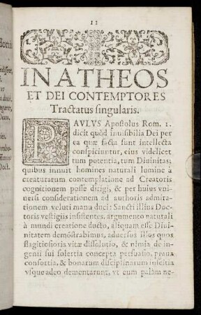 In Atheos Et Dei Contemptores Tractatus singularis.