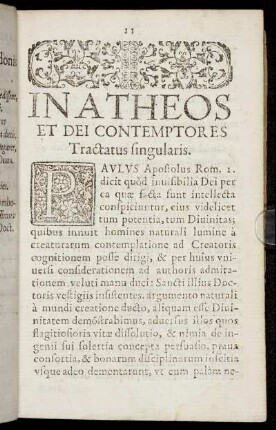 In Atheos Et Dei Contemptores Tractatus singularis.