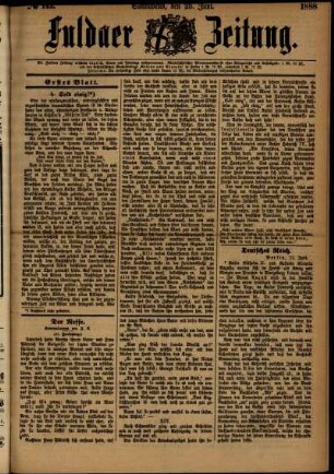 Erste Ausgabe vom Samstag, den 23. Juni 1888.