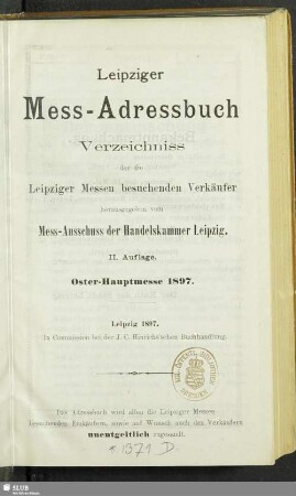 2.1897: Leipziger Mess-Adressbuch : Verkäufer-Verzeichnis