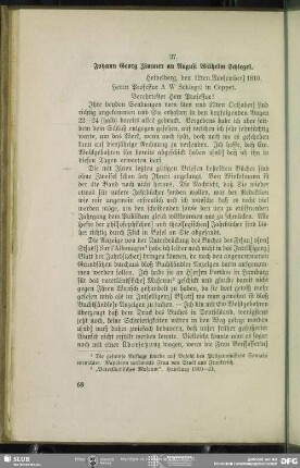 Johann Georg Zimmer an August Wilhelm von Schlegel, Heidelberg, 12.11.1810