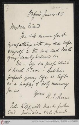 Briefe von Henry E. Roscoe an Robert Wilhelm Bunsen: Brief von Henry E. Roscoe an Robert Wilhelm Bunsen