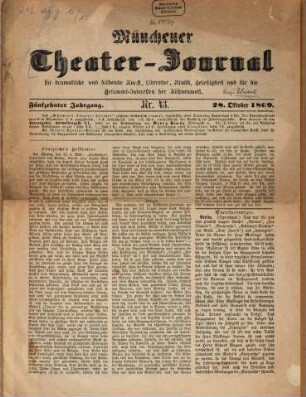 Münchner Theater-Journal. 15, 15 = Nr. 43. 1869