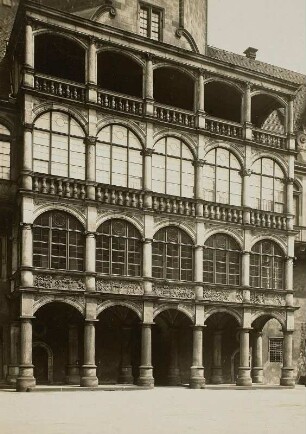 Dresden, Residenzschloss : Dresden. Residenzschloss. Großer Schloßhof, Altan des Moritzbaues. Nordseite