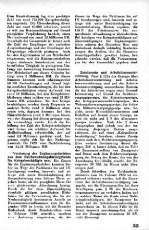 Zusatzrente und Arbeitslosenunterstützung [Kriegsbeschädigten- und Kriegshinterbliebenenfürsorge ]
