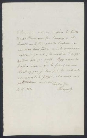 Heinrich Julius Klaproth, Brief