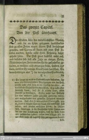 Das zweyte Capitel. Von der Pest überhaupt