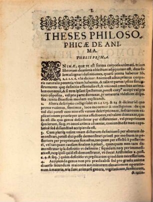 Theses Philosophicae De Anima : Ad Pvblicam Dispvtationem Propositae, In Celebri Et Catholica Academia Ingolstadiensi, Die XXV. Ivnii