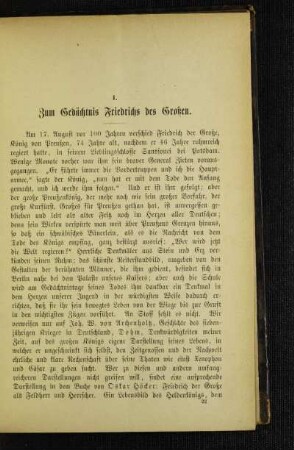 Zum Gedächtnis Friedrichs des Großen