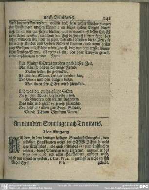 Am neundten Sonntage nach Trinitatis