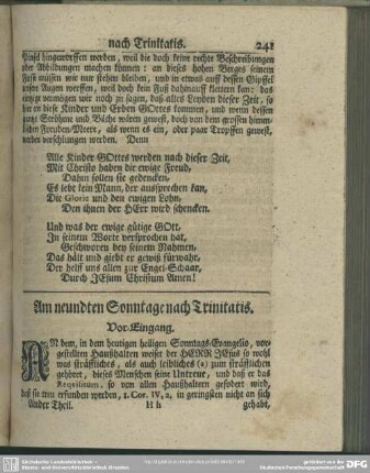 Am neundten Sonntage nach Trinitatis