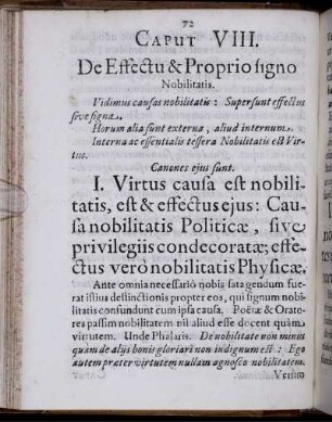 Caput VIII. De Effectu & Proprio signo Nobilitatis
