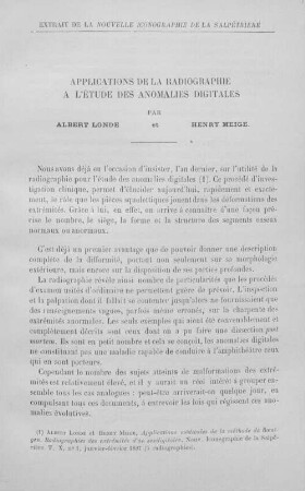 Applications de la radiographie à l'étude des anomalies digitales