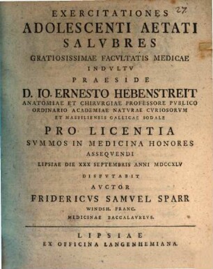 Exercitationes Adolescenti Aetati Salvbres