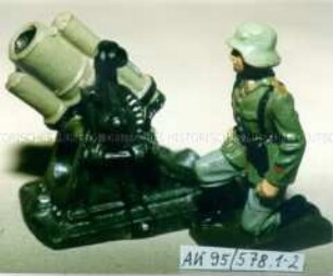 Schwerer Minenwerfer mit Bedienung