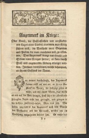 Augenmerk im Kriege: