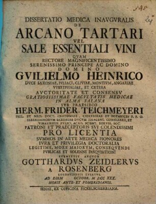 Medicae Facvltatis Decani Hermanni Friderici Teichmeyeri Hereditarii In Camsdorf Et Wenigen-Iena Phil. Et Med. Doct. Anat. Chirvrg. Et Botan. ... Programma Invitatorivm De Rhythmis Basilii Valentini ..., 10. Dissertationi Inaugurali De Hepatitide Die II. Mart. MDCCXXXVII. Habendae Praemissum