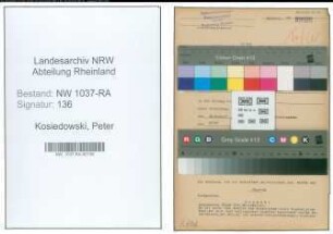 Entnazifizierung Peter Kosiedowski , geb. 09.01.1904 (Verw.Angestellter)