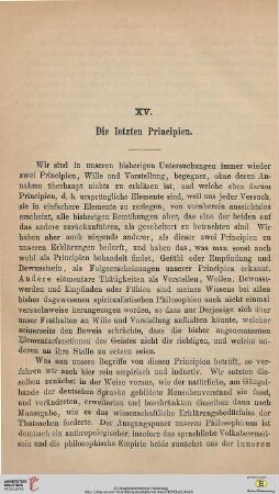XV. Die letzten Principien