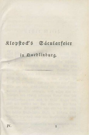 Klopstock's Säcularfeier in Quedlinburg