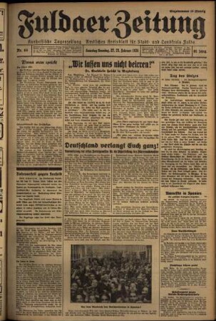 Erste Ausgabe vom Samstag, den 22. Februar 1936.