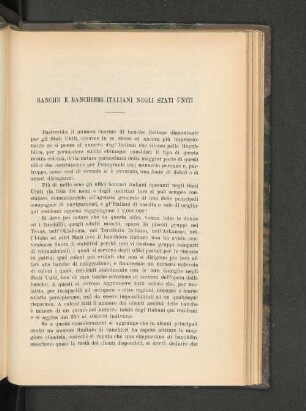 Banche E Banchieri Italiani Negli Stati Uniti.