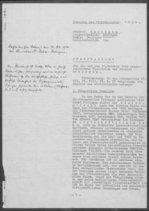 Erzingen: Pfarrbericht 1954