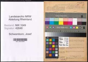 Entnazifizierung Josef Schwamborn , geb. 26.07.1898 (Haendler)