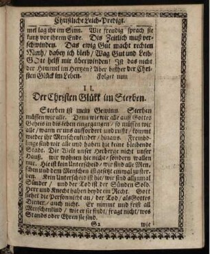 II. Der Christen Glükk [!] im Sterben