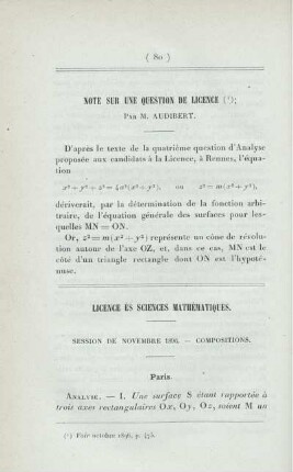 Note sur une question de licence.