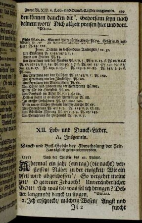 XII. Lob- und Danck-Lieder