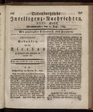 XXXV. Stück. Sonnabends: den 29. Aug., 1789.