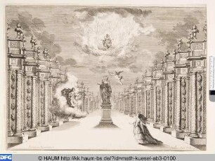 Bühnenbild zu der Oper 'Il fuoco eterno', 3. Bild: Heiligtum der Vesta