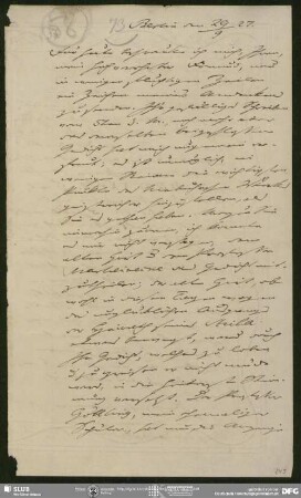 Eigenh. Brief von Johannes Schulze an August Wilhelm von Schlegel, Berlin, 29.09.1827