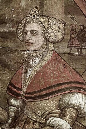 Enthauptung; Lünette: kämpfende Ritter