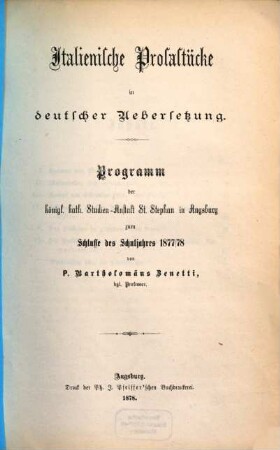 Italienische Prosastücke in deutscher Übersetzung