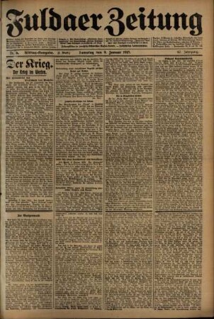Zweite Ausgabe vom Samstag, den 09. Januar 1915.