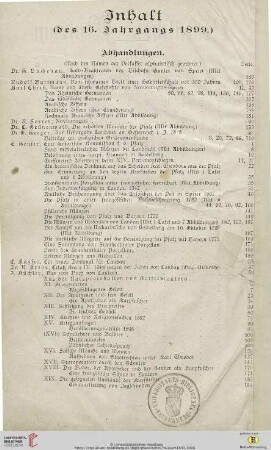 Inhalt (des 16. Jahrgangs 1899)