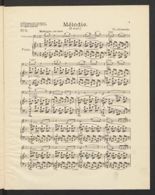No. 2: Mélodie : d Moll, d minor