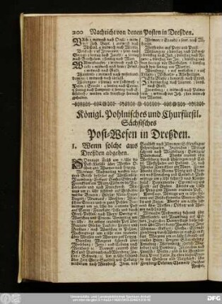Königl. Pohlnisches und Churfürstl. Sächsisches Post-Wesen in Dreßden.
