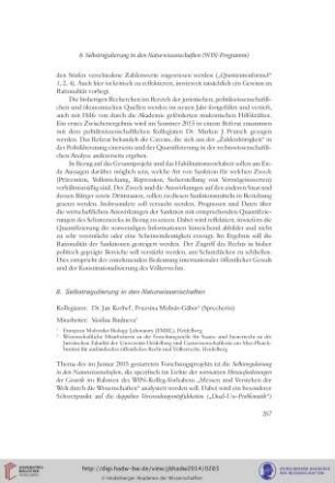 8. Selbstregulierung in den Naturwissenschaften