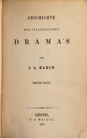 Geschichte des italienischen Drama's, 1