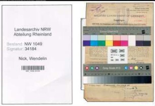 Entnazifizierung Wendelin Nick , geb. 19.06.1898 (Bahnsekretaer)