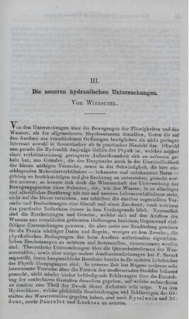 III. Die neueren hydraulischen Untersuchungen.