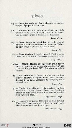 Sièges (Nr. 125-136)