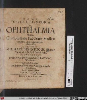 Disputatio Medica De Ophthalmia